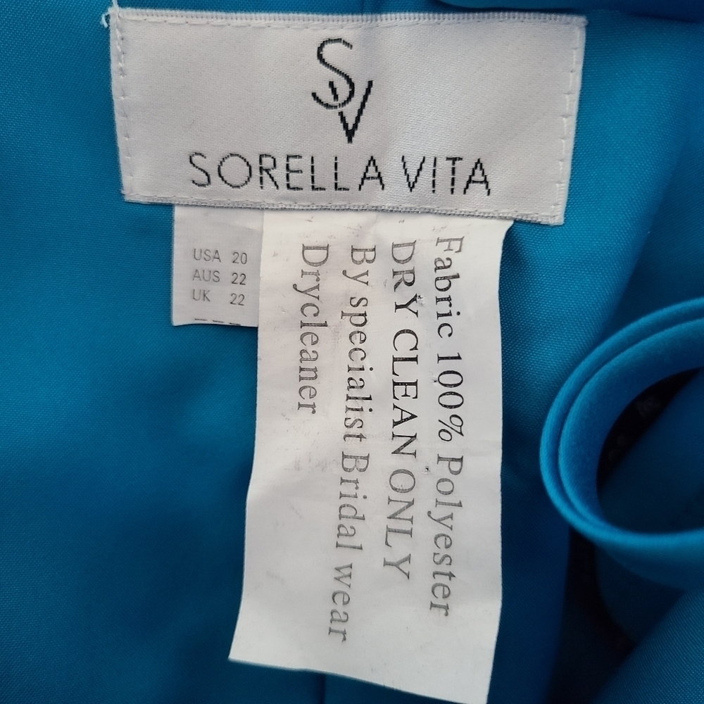 Sorella Vita Blue Gathered Pleat Sweetheart Mini Formal Dress - Size 20 - Picture 5 of 7